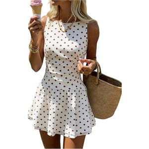 image:imageFloerns Womens Cut Out Backless Dress Polka Dots Sleeveless Layered Ruffle Going Out Mini DressesWhite