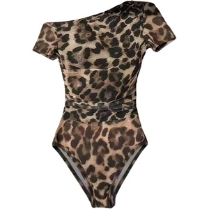 image:imageFloerns Womens Leopard Bodysuit Off The Shoulder Tummy Control LeotardBrown