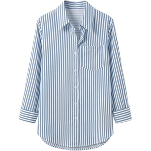 image:imageFloerns Womens Plus Size Striped Button Down Shirts Long Sleeve BlousesBlue