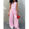 image:imageFloerns Girls 2 Piece Outfits Elegant Striped Sleeveless Suit Vest amp Long Elastic Casual Pants SetPink Bow Tie