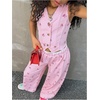 image:imageFloerns Girls 2 Piece Outfits Elegant Striped Sleeveless Suit Vest amp Long Elastic Casual Pants SetPink Bow Tie