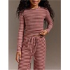 image:imageFloerns Girls 2 Piece Summer Outfits Striped Long Sleeve T Shirts with Drawstring Pants Clothing SetRed and White