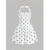 image:imageFloerns Girls Cute Polka Dots Dress Halter Neck Sleeveless Ruffle A Line Summer DressesBlack and White