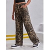 image:imageFloerns Girls Leopard Jeans Mid Waist Straight Leg Y2k Grunge Denim PantsBrown