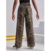image:imageFloerns Girls Leopard Jeans Mid Waist Straight Leg Y2k Grunge Denim PantsBrown