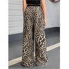image:imageFloerns Girls Leopard Print Patched Drawstring Waist Wide Leg Y2k PantsBrown