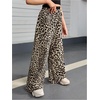 image:imageFloerns Girls Leopard Print Patched Drawstring Waist Wide Leg Y2k PantsBrown