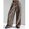 image:imageFloerns Girls Leopard Print Patched Drawstring Waist Wide Leg Y2k PantsBrown