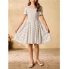 image:imageFloerns Girls Polka Dots A Line Short Dress Summer Puff Sleeve Square Neck Flowy Birthday Party DressApricot Polka Dots