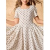 image:imageFloerns Girls Polka Dots A Line Short Dress Summer Puff Sleeve Square Neck Flowy Birthday Party DressApricot Polka Dots