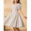 image:imageFloerns Girls Polka Dots A Line Short Dress Summer Puff Sleeve Square Neck Flowy Birthday Party DressApricot Polka Dots