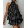 image:imageFloerns Girls Y2k Polka Dots Mini Dress Halter Neck Ruffle Hem Birthday Party DressesBlack