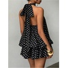 image:imageFloerns Girls Y2k Polka Dots Mini Dress Halter Neck Ruffle Hem Birthday Party DressesBlack