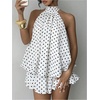 image:imageFloerns Girls Y2k Polka Dots Mini Dress Halter Neck Ruffle Hem Birthday Party DressesWhite