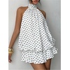 image:imageFloerns Girls Y2k Polka Dots Mini Dress Halter Neck Ruffle Hem Birthday Party DressesWhite