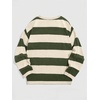 image:imageFloerns Men Striped Pullover Sweater Colorblock Crew Neck Knit Casual TopsApricot and Green