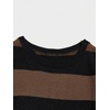 image:imageFloerns Men Striped Pullover Sweater Colorblock Crew Neck Knit Casual TopsBlack and Brown