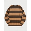 image:imageFloerns Men Striped Pullover Sweater Colorblock Crew Neck Knit Casual TopsBrown