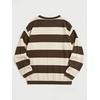 image:imageFloerns Men Striped Pullover Sweater Colorblock Crew Neck Knit Casual TopsBrown and Apricot