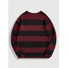 image:imageFloerns Men Striped Pullover Sweater Colorblock Crew Neck Knit Casual TopsBurgundy