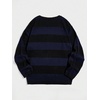 image:imageFloerns Men Striped Pullover Sweater Colorblock Crew Neck Knit Casual TopsDeep Blue