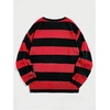 image:imageFloerns Men Striped Pullover Sweater Colorblock Crew Neck Knit Casual TopsRed