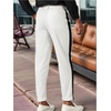 image:imageFloerns Mens Stretch Dress Pants Striped Side Work Business Suit PantsWhite