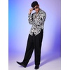 image:imageFloerns Mens Zebra Striped Print Long Sleeve Button Down Shirt Blouse TopBlack and White
