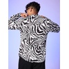 image:imageFloerns Mens Zebra Striped Print Long Sleeve Button Down Shirt Blouse TopBlack and White