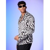 image:imageFloerns Mens Zebra Striped Print Long Sleeve Button Down Shirt Blouse TopBlack and White