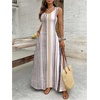 image:imageFloerns Women Boho Striped Tank Maxi Scoop Neck Summer Vacation DressesApricot Brown White