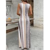 image:imageFloerns Women Boho Striped Tank Maxi Scoop Neck Summer Vacation DressesApricot Brown White