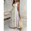 image:imageFloerns Women Boho Striped Tank Maxi Scoop Neck Summer Vacation DressesGreen Grey Brown