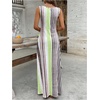 image:imageFloerns Women Boho Striped Tank Maxi Scoop Neck Summer Vacation DressesGreen Grey Brown