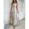 image:imageFloerns Women Boho Striped Tank Maxi Scoop Neck Summer Vacation DressesGreen Grey Brown