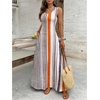 image:imageFloerns Women Boho Striped Tank Maxi Scoop Neck Summer Vacation DressesOrange Grey Brown