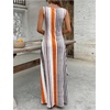 image:imageFloerns Women Boho Striped Tank Maxi Scoop Neck Summer Vacation DressesOrange Grey Brown