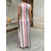 image:imageFloerns Women Boho Striped Tank Maxi Scoop Neck Summer Vacation DressesPink Grey Brown