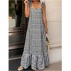 image:imageFloerns Women Gingham Summer Maxi Dress Beach Vacation Smock DressesBlack Gingham