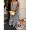 image:imageFloerns Women Gingham Summer Maxi Dress Beach Vacation Smock DressesBlack Gingham