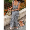 image:imageFloerns Women Gingham Summer Maxi Dress Beach Vacation Smock DressesBlack Gingham