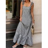 image:imageFloerns Women Gingham Summer Maxi Dress Beach Vacation Smock DressesBlack Gingham
