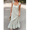 image:imageFloerns Women Gingham Summer Maxi Dress Beach Vacation Smock DressesGreen Gingham