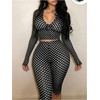 image:imageFloerns Womens 2 Piece Going Out Polka Dots Crop Top with Capri Pants SetsBlack and White