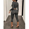 image:imageFloerns Womens 2 Piece Going Out Polka Dots Crop Top with Capri Pants SetsBlack and White