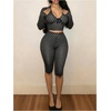 image:imageFloerns Womens 2 Piece Going Out Polka Dots Crop Top with Capri Pants SetsBlack and White