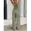 image:imageFloerns Womens 2 Piece Outfit Summer Striped V Neck Peplum Tank Top with Pants SetsGreen