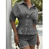 image:imageFloerns Womens 2 Piece Outfits Gingham Smocked Peplum Tops Mini Shorts SetBlack and White