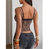 image:imageFloerns Womens 2 Piece Outfits Lace Spaghetti Strap Bra with Leopard Camisole Crop Tops Summer SetsBrown