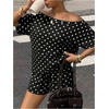 image:imageFloerns Womens 2 Piece Polka Dots Set Off The Shoulder Tops Shorts SetsBlack